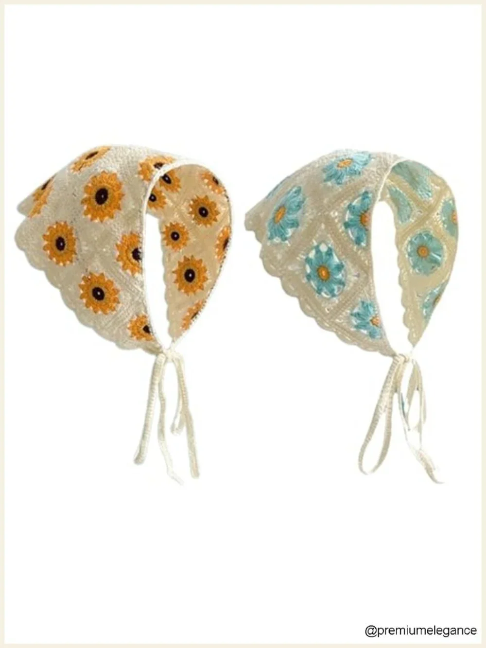 2 Pcs Crochet Bandanas Headbands for Women Knitted Floral Headwraps Adjustable